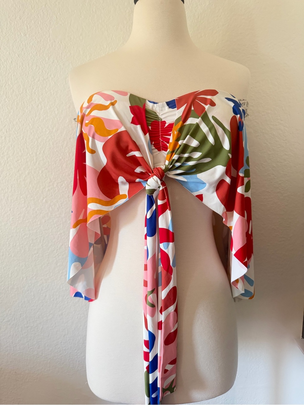 Vince Camuto Multicolor Tropical Tie-Front One-Piece Swim Top Size S